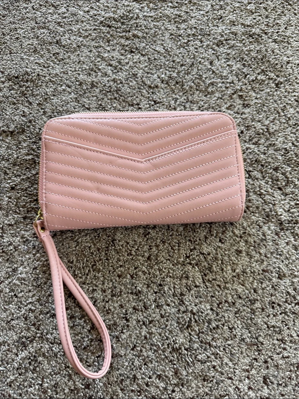 Women's Quilted Envelope Wristlet Clutch in Blush Pink